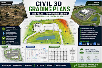 civil 3d grading plans and site plans, foundation design and engineering plans