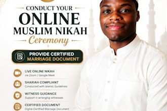 conduct your online muslim nikah ceremony, provide certified marriage document