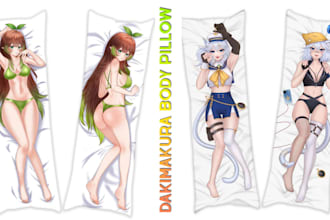 draw custom dakimakura anime oc body pillow cover waifu husbando anime art