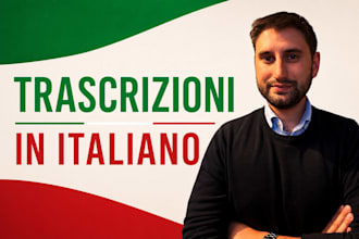 effettuero la trascrizione in italiano di audio e video