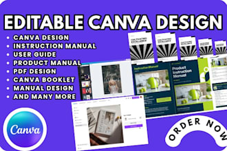 design editable canva booklet instruction manual product guide with illustration