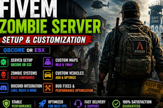 setup and customize your fivem zombie server with qbcore or esx and maps