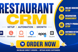 setup restaurant CRM sevenrooms gloriafood epos online ordering ownercom toast