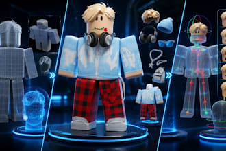 draw roblox bundle rigging, hat modeling, character modeling dynamic head
