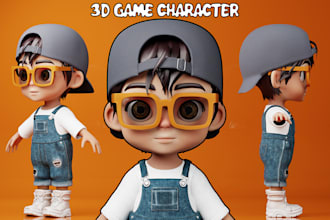 create 3d character model, 3d cartoon character, cartoon rigging, 3d model