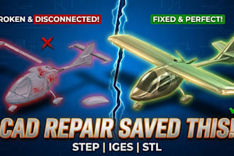 repair, modify or convert cad files in step, iges or stl