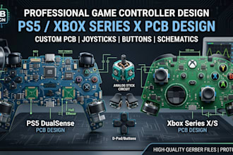 design ps5, xbox game controller pcb, gamepad and joystick circuit