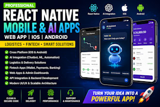 build react native mobile ai app development web app ios logistics fintech app