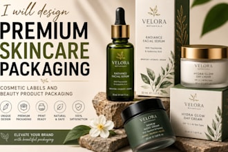 design premium skincare packaging, cosmetic labels and beauty product packaging