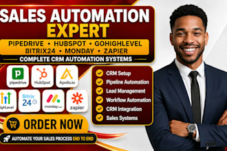 setup apollo, dripify, instantly, hubspot, pipedrive and zapier automation