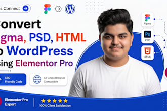 convert figma PSD HTML to elementor site with pixel perfect UI