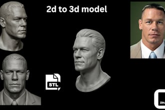 convert 2d to 3d printable model figurine sculpt stylised 3d character