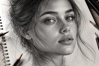 create a professional hand drawn pencil sketch