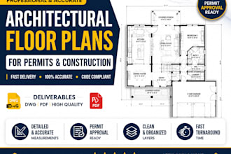 professional architectural floor plan drawing for permits and construction
