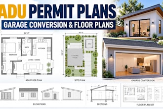 design adu permit plans, garage conversion and floor plans