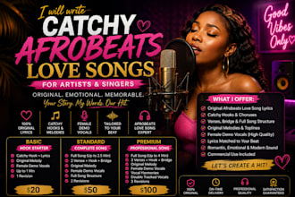 write catchy afrobeats love songs for artists and singers