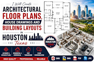 create architectural floor plans, house drawings and building layouts in houston