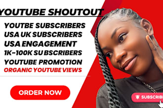 shoutout your youtube channel video USA, UK promote to 3m subscriber for views