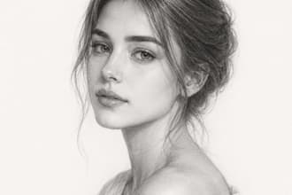 create a hand drawn graphite portrait with amazing detail