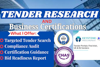 do UK tender research and iso 9001 chas certification compliance for uk tender