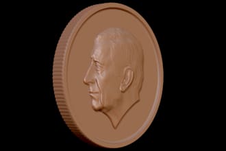 do 3d coin design, 3d medal design, bas relief sculpture, 3d printable stl
