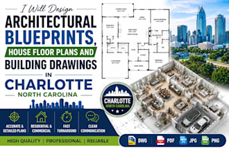 design architectural blueprint, house floor plans and building drawing in north