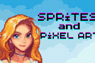 create retro 8 bit or 16 bit pixel art character and game assets