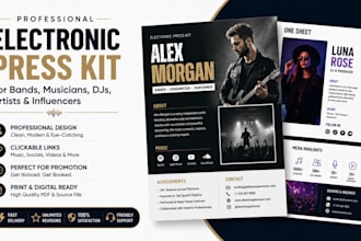 design electronic press kit for band musicians djs artists influencers epk