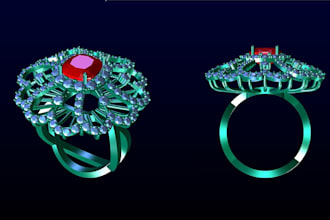 do 3d jewerly design, jewelry cad design, custom ring and pendant cad design