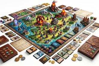 design your board game, cardgame, trading card art, rulebook, tabletop game, tcg