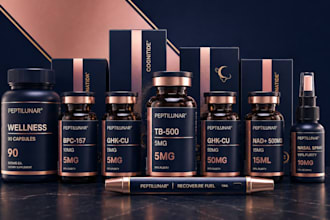 product label design peptides 3d vial mockup peptide label supplement labels cbd