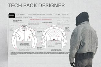design a luxury sportswear or streetwear collection, cads and techpacks