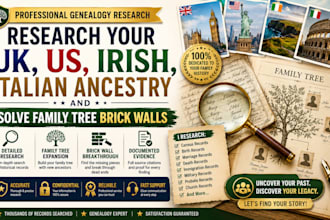 research your uk, us, irish, italian ancestry and solve family tree brick walls