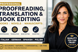proofread translate book italian german spanish polish novel book editor