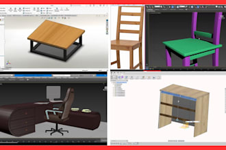 create industrial furniture 3d cad design with 3d modeling for cnc manufacturing
