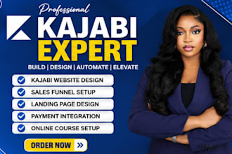 design and setup kajabi funnel, kajabi website, and kajabi online course