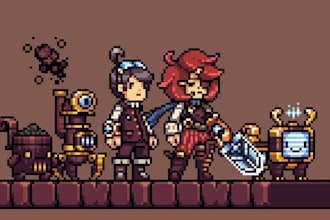 custom pixel art characters, pixel sprites, and game character design