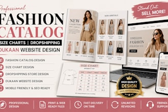 design fashion boutique product catalog size charts dropshipping dukaan website