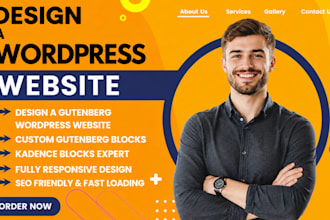 design a gutenberg wordpress website with custom gutenberg blocks, kadence block