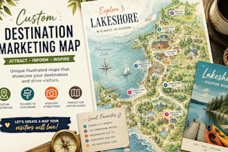 create custom destination marketing map, city tourism map, visitor guide map