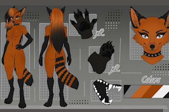create a custom furry reference sheet fursona ref sheet anthro character nsfw oc