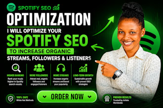 optimize your spotify SEO to increase organic streams, followers and listeners