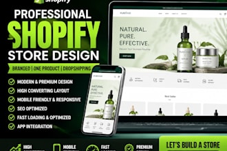 design branded shopify store, shopify one product store , dropshipping store
