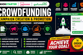 create crowdfunding campaign and promotion kickstarter gofundme promotion
