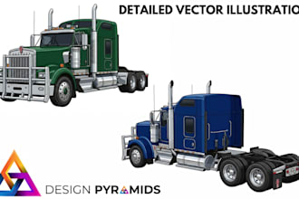 design custom truck and heavy equipment vector illustration from photo