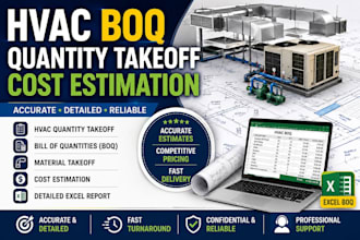 prepare hvac boq, quantity takeoff, and cost estimates