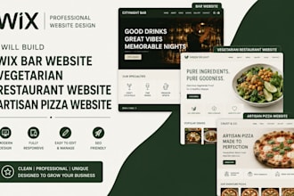 build wix bar website vegetarian restaurant website artisan pizza website