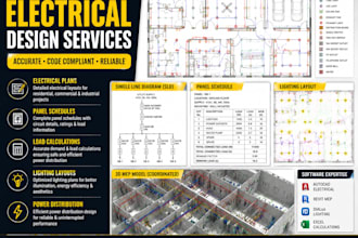 design panel schedule load calcs lighting layout and power distribution