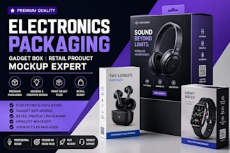 do electronics packaging, gadget box, retail product mockup expert