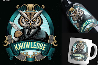 design vintage lion, owl, dog logo for your business
